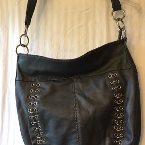 Faux Leather Purse Satchel Grey